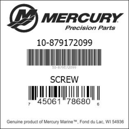 Bar codes for Mercury Marine part number 10-879172099
