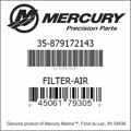 Bar codes for Mercury Marine part number 35-879172143