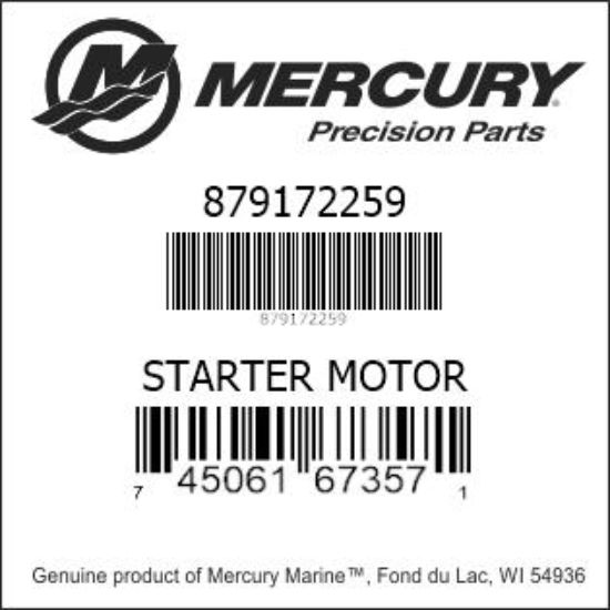 Bar codes for Mercury Marine part number 879172259