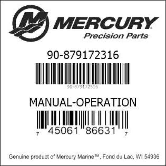 Bar codes for Mercury Marine part number 90-879172316