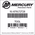 Bar codes for Mercury Marine part number 91-879172T28