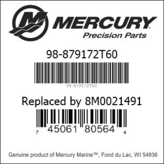 Bar codes for Mercury Marine part number 98-879172T60