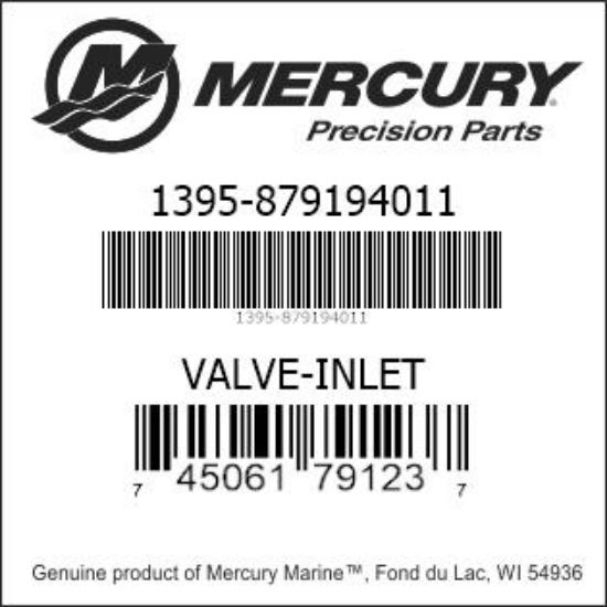 Bar codes for Mercury Marine part number 1395-879194011