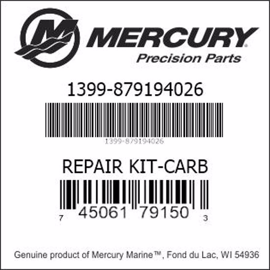 Bar codes for Mercury Marine part number 1399-879194026
