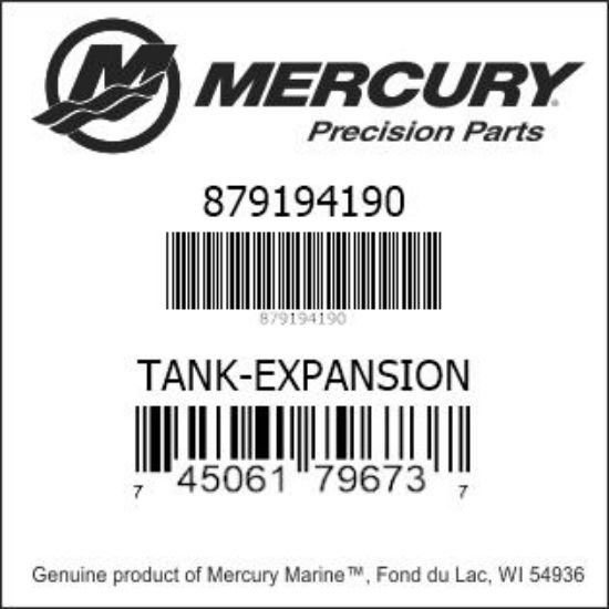 Bar codes for Mercury Marine part number 879194190