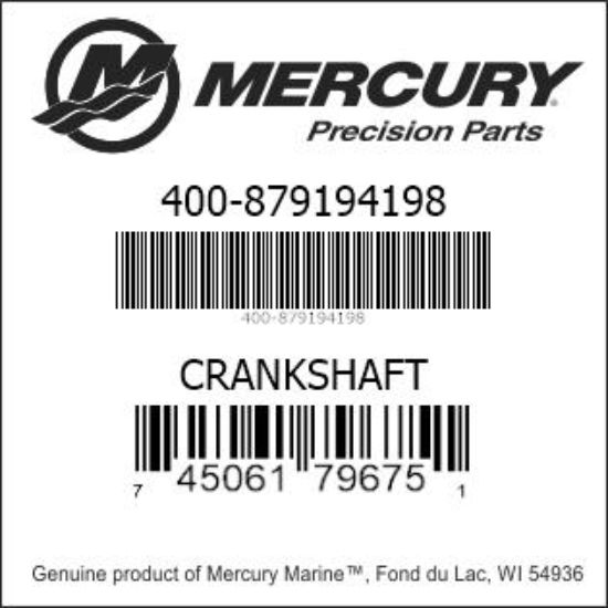 Bar codes for Mercury Marine part number 400-879194198