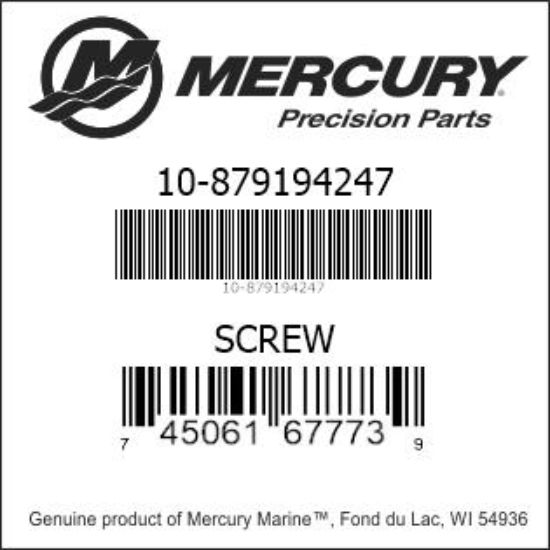 Bar codes for Mercury Marine part number 10-879194247