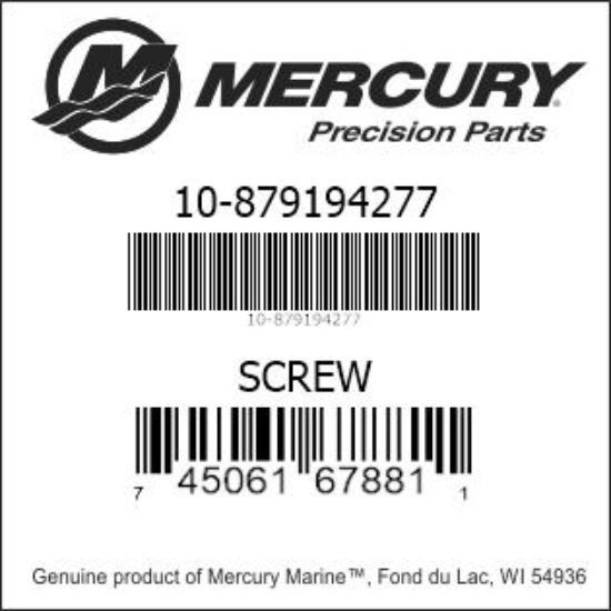 Bar codes for Mercury Marine part number 10-879194277