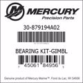 Bar codes for Mercury Marine part number 30-879194A02