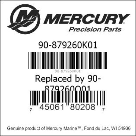 Bar codes for Mercury Marine part number 90-879260K01