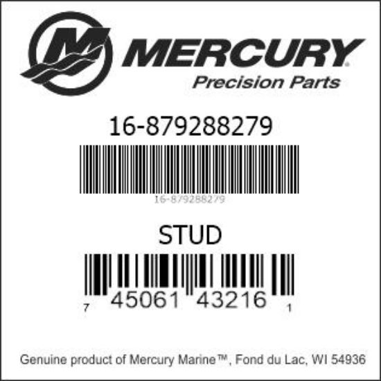 Bar codes for Mercury Marine part number 16-879288279