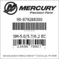 Bar codes for Mercury Marine part number 90-879288300