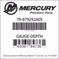 Bar codes for Mercury Marine part number 79-879292A05