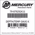 Bar codes for Mercury Marine part number 79-879292K11