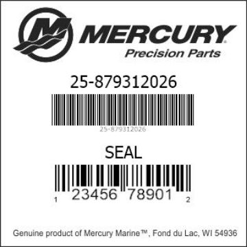 Mercury Marine part number 25-879312026 SEAL Bar codes for Mercury Marine part number 25-879312026