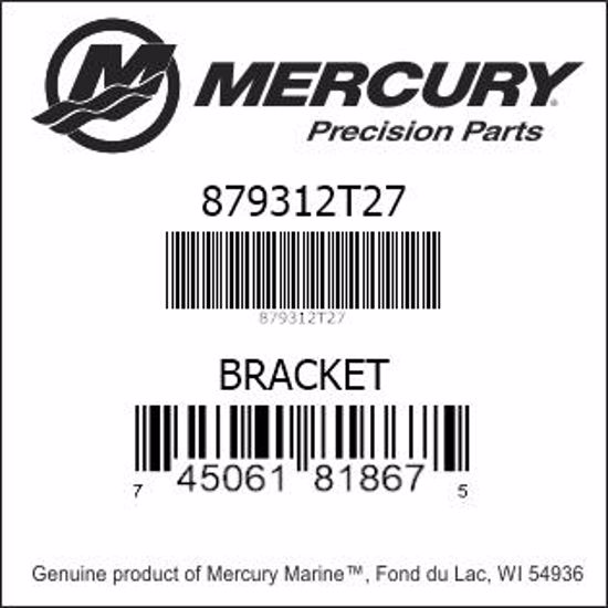 Bar codes for Mercury Marine part number 879312T27