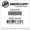 Bar codes for Mercury Marine part number 879315T07