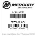 Bar codes for Mercury Marine part number 879315T07