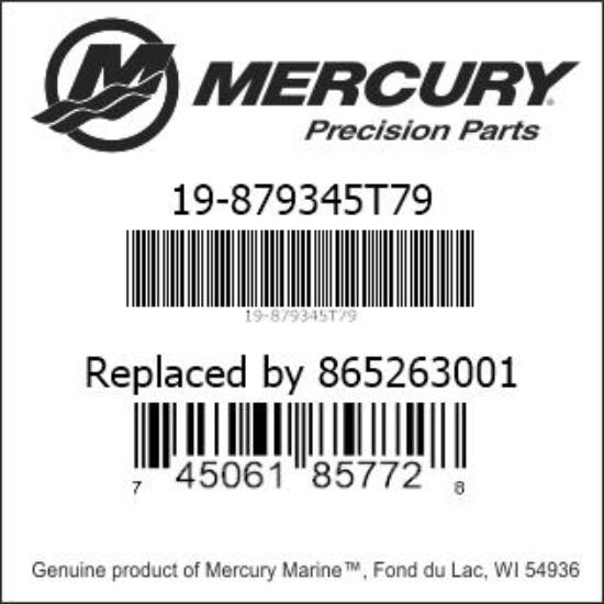 Bar codes for Mercury Marine part number 19-879345T79