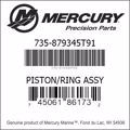 Bar codes for Mercury Marine part number 735-879345T91