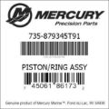 Bar codes for Mercury Marine part number 735-879345T91