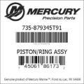 Bar codes for Mercury Marine part number 735-879345T91
