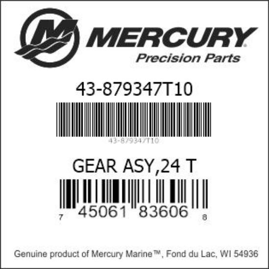 Bar codes for Mercury Marine part number 43-879347T10