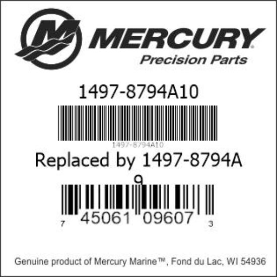 Bar codes for Mercury Marine part number 1497-8794A10