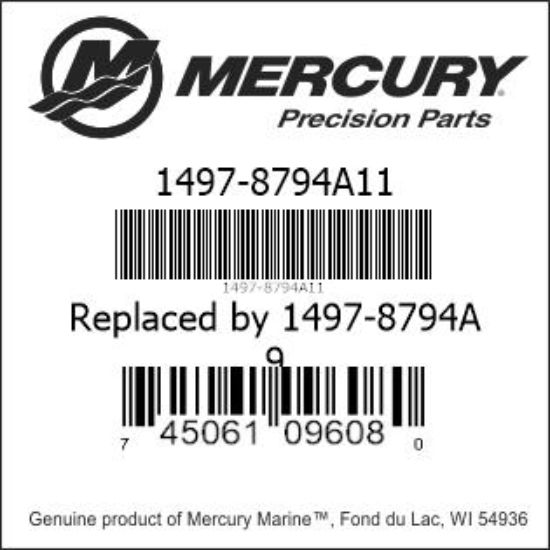 Bar codes for Mercury Marine part number 1497-8794A11