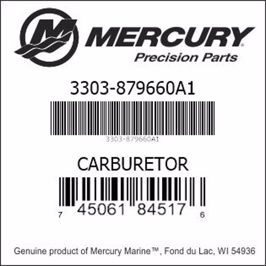 Bar codes for Mercury Marine part number 3303-879660A1