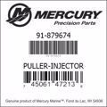 Bar codes for Mercury Marine part number 91-879674