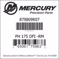 Bar codes for Mercury Marine part number 879809R07