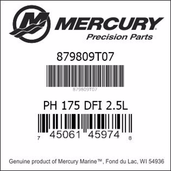 Bar codes for Mercury Marine part number 879809T07
