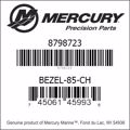 Bar codes for Mercury Marine part number 8798723