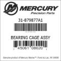 Bar codes for Mercury Marine part number 31-879877A1