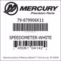 Bar codes for Mercury Marine part number 79-879906K11