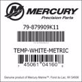 Bar codes for Mercury Marine part number 79-879909K11