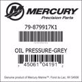 Bar codes for Mercury Marine part number 79-879917K1