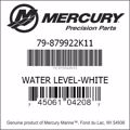 Bar codes for Mercury Marine part number 79-879922K11