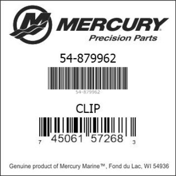 Mercury Marine part number 54-879962 CLIP Bar codes for Mercury Marine part number 54-879962