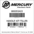 Bar codes for Mercury Marine part number 880093A03