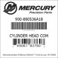 Bar codes for Mercury Marine part number 900-880536A18