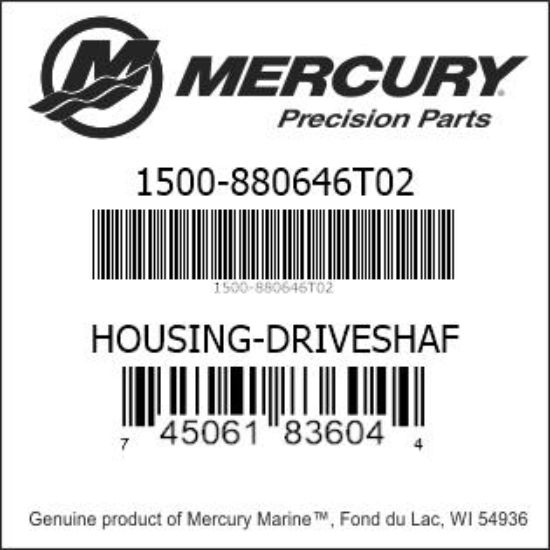 Bar codes for Mercury Marine part number 1500-880646T02