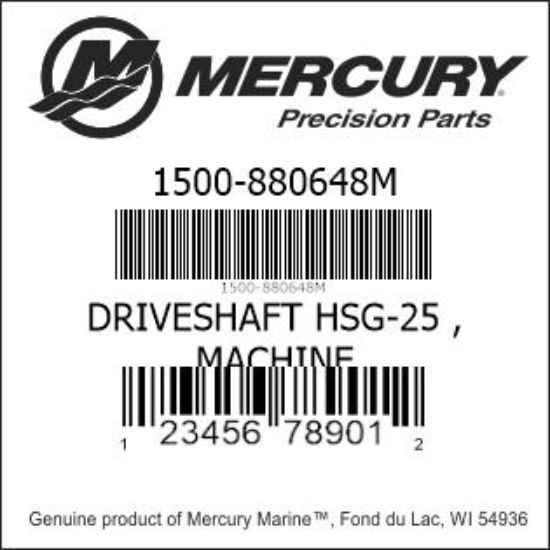 Bar codes for Mercury Marine part number 1500-880648M