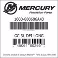Bar codes for Mercury Marine part number 1600-880686A43