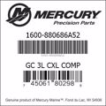 Bar codes for Mercury Marine part number 1600-880686A52