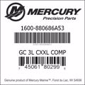 Bar codes for Mercury Marine part number 1600-880686A53