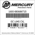 Bar codes for Mercury Marine part number 1600-880686T15