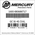 Bar codes for Mercury Marine part number 1600-880686T17