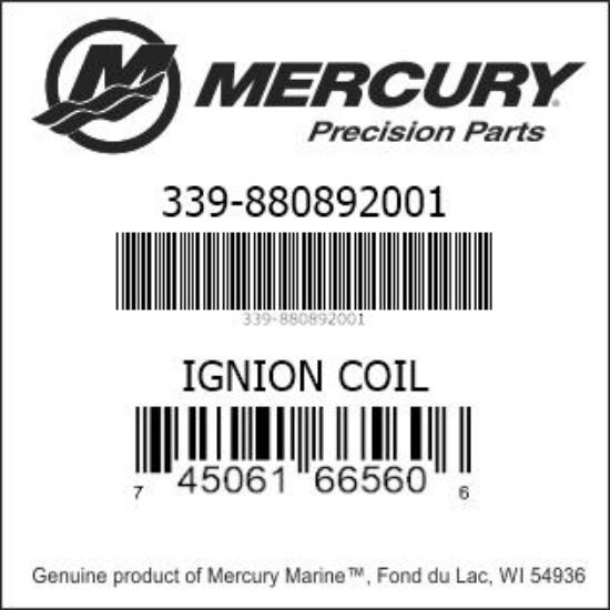 Bar codes for Mercury Marine part number 339-880892001
